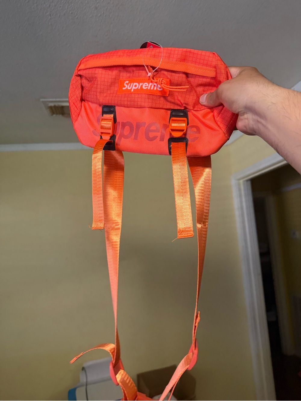 Supreme Bright Orange Belt Bag with Webbing Straps View 3